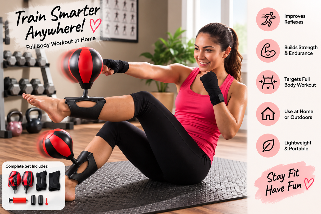 Inflatable Reflex Punching Bag Set with Leg Straps and Hand Air Pump for Fitness