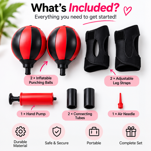 Inflatable Reflex Punching Bag Set with Leg Straps and Hand Air Pump for Fitness